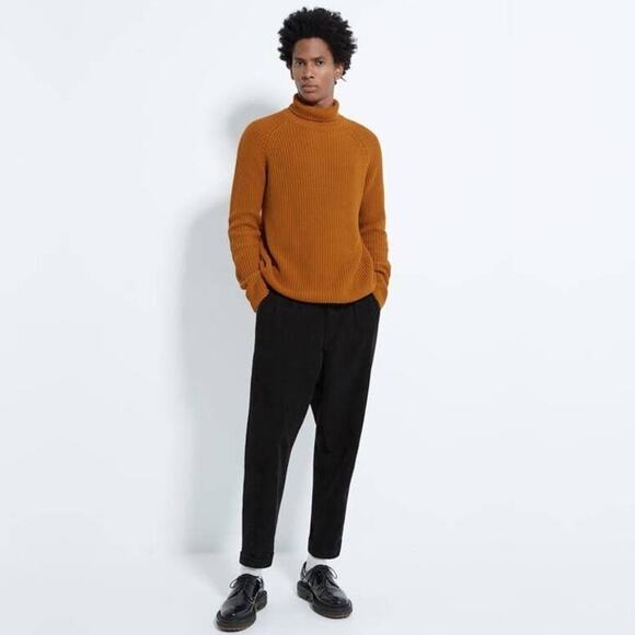 2/$30 ZARA Purl Knit Cotton Turtle Neck Sweater Medium Orange Long Sleeve #6174 - Picture 1 of 14